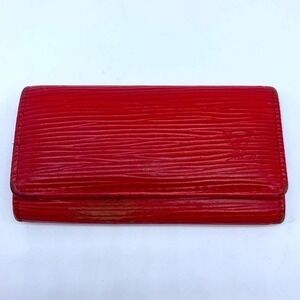 LOUIS VUITTON red leather key holder wallet